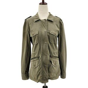 Lily Aldridge for Velvet By Graham & Spence Army Green Zipper Jacket Womens PXS